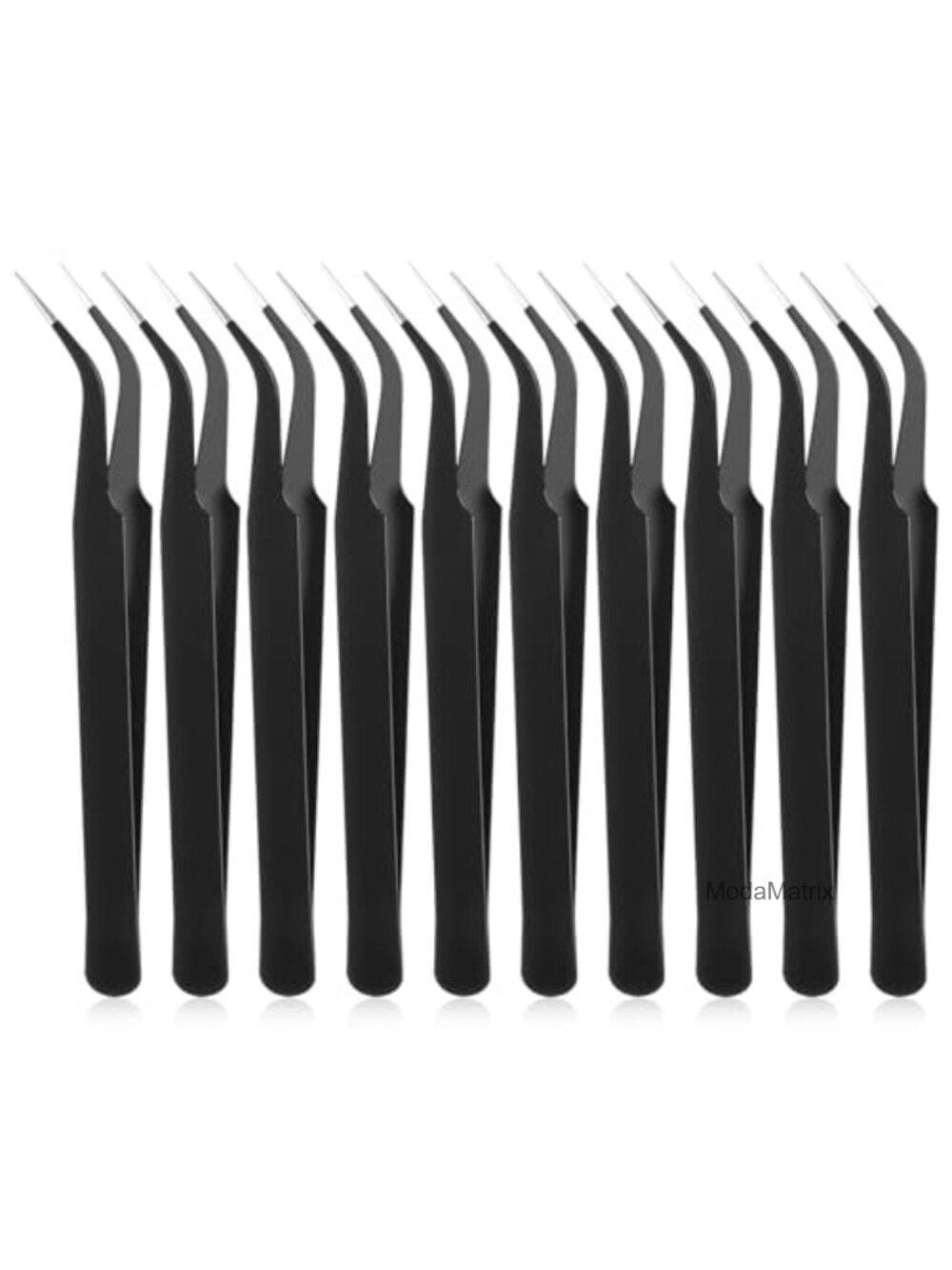 10pc Stainless Steel Curved Pointed Tweezers Precision for Eyelash Crafts